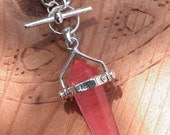 Cherry Quartz Double Pendulum Necklace . Universal Crystal . Protection, Meditation, Healing, Divination, Spiritual Growth, Focus