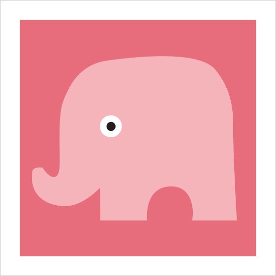 Mix and Match Nursery Art Print 'Steady As We Go' - in Your Choice of Colors - Orange, Pink, Green, or Blue 6x6 Animal Print