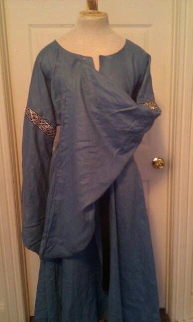 Linen 12thC Dress Angel Sleeve Style Custom Medieval SCA LARP Renaissance Pagan
