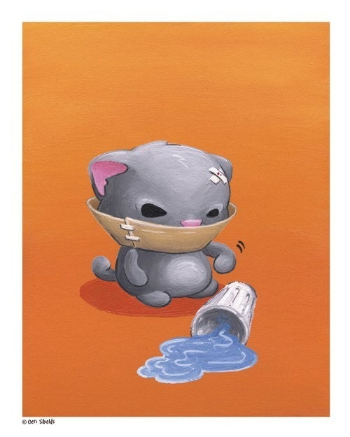 Bad Kitty 2 - Humorous Cat 8x10 Print by Geri Shields