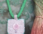 Hemp knit Wool knit and Vintage Finds ROMA Necklace with felted Chain