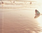 beach photography, endless summer, Santa Monica vacation golden California seaside warm brown caramel toffee children playful, nursery