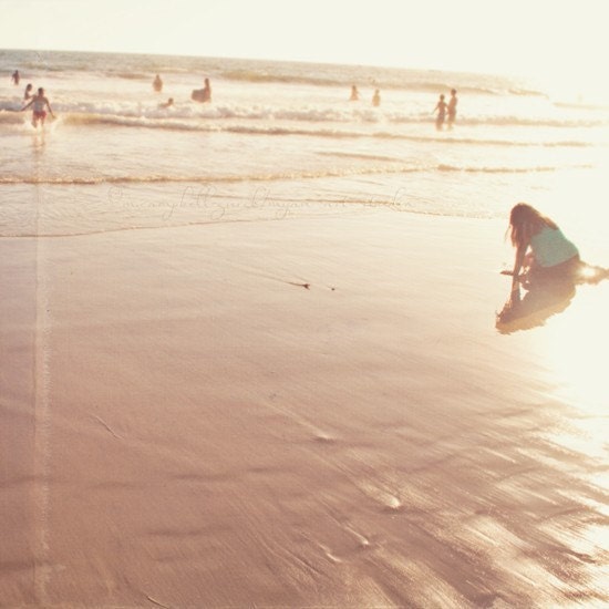 beach photography, endless summer, Santa Monica vacation golden California seaside warm brown caramel toffee children playful, nursery