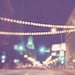 photography LA, Sparkle no.2. Los Angeles night photo, bokeh downtown streetscape, plum blue romantic gold holiday twinkle lights, city hall