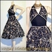80s does 50s Dress Vintage Paint Splatter Print Marilyn Style Halter Sun Dress M