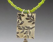SALE 20% OFF -Fine Silver and Peridot Botanical Necklace