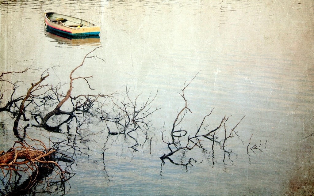 Nautical Photography, Nautical Fine Art, Nature Photography Rowboat in the Harbor, Landscape Photo