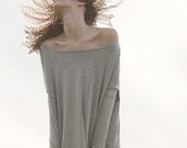 Oversized Raglan Long Sleeve Top - Heather Grey