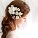 white flower hair clip, wedding hair accessories, bridal hair accessory - EARTH ANGEL - rustic wedding, bridal headpiece