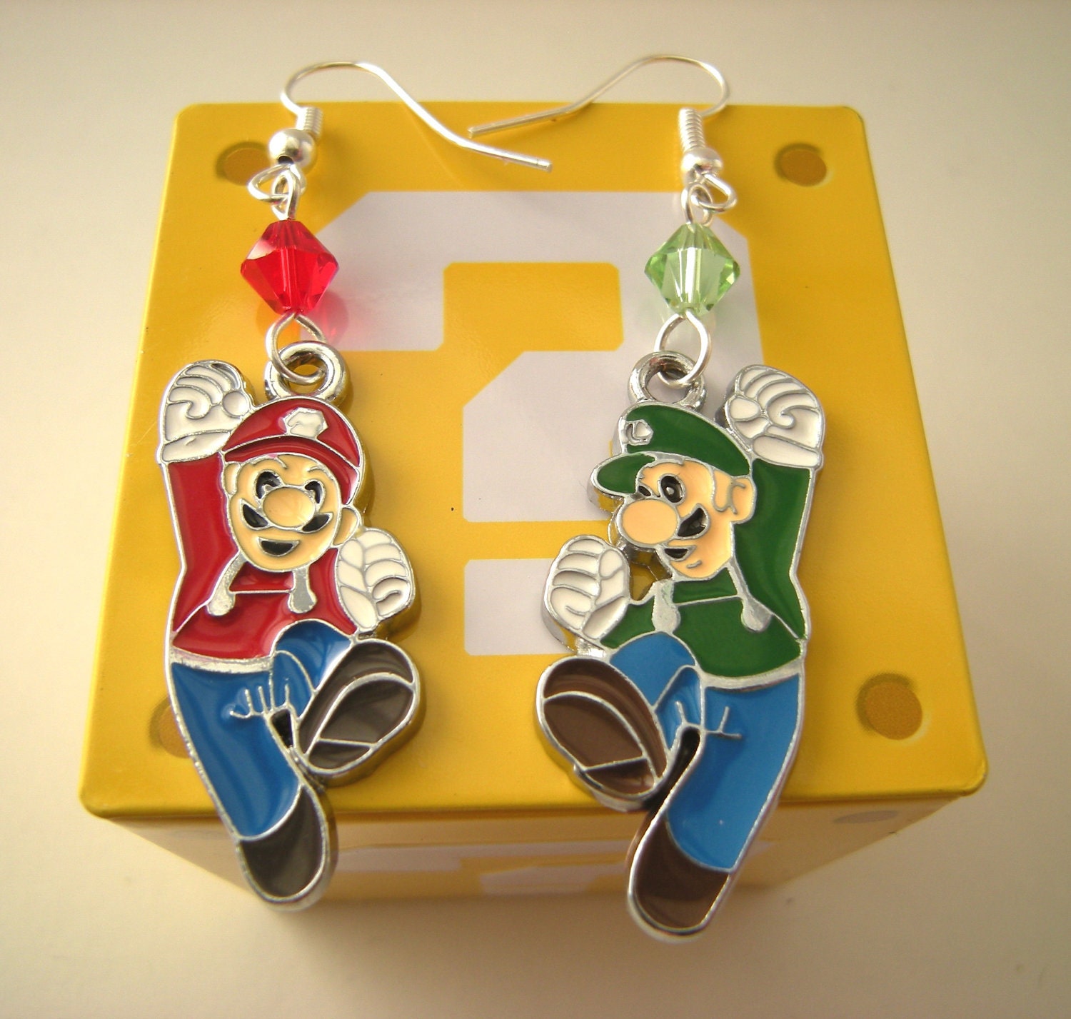 Mario and Luigi Nintendo Swarovski Geektastic Earrings. Retro Video Game Accessory Geek Jewelry, Costume Cosplay