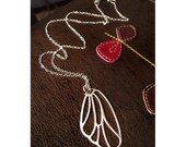 Fluttering Moth Wing Necklace in Matte Silver with Sterling Chain also available in Gold