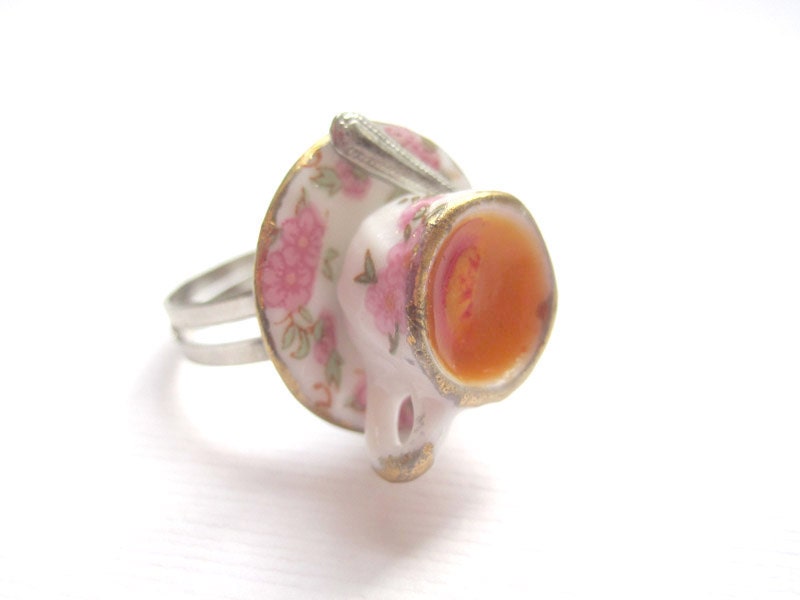 Pink Spring Tea Cup Ring