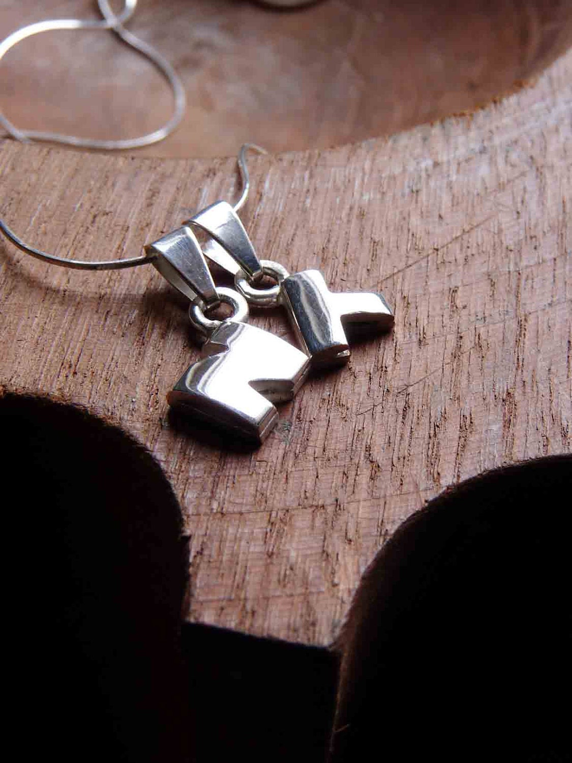 Two Initials Pendant - Sterling silver - Made to order - Custom Pendant - Letter - Pendant Lyrics - Personalized