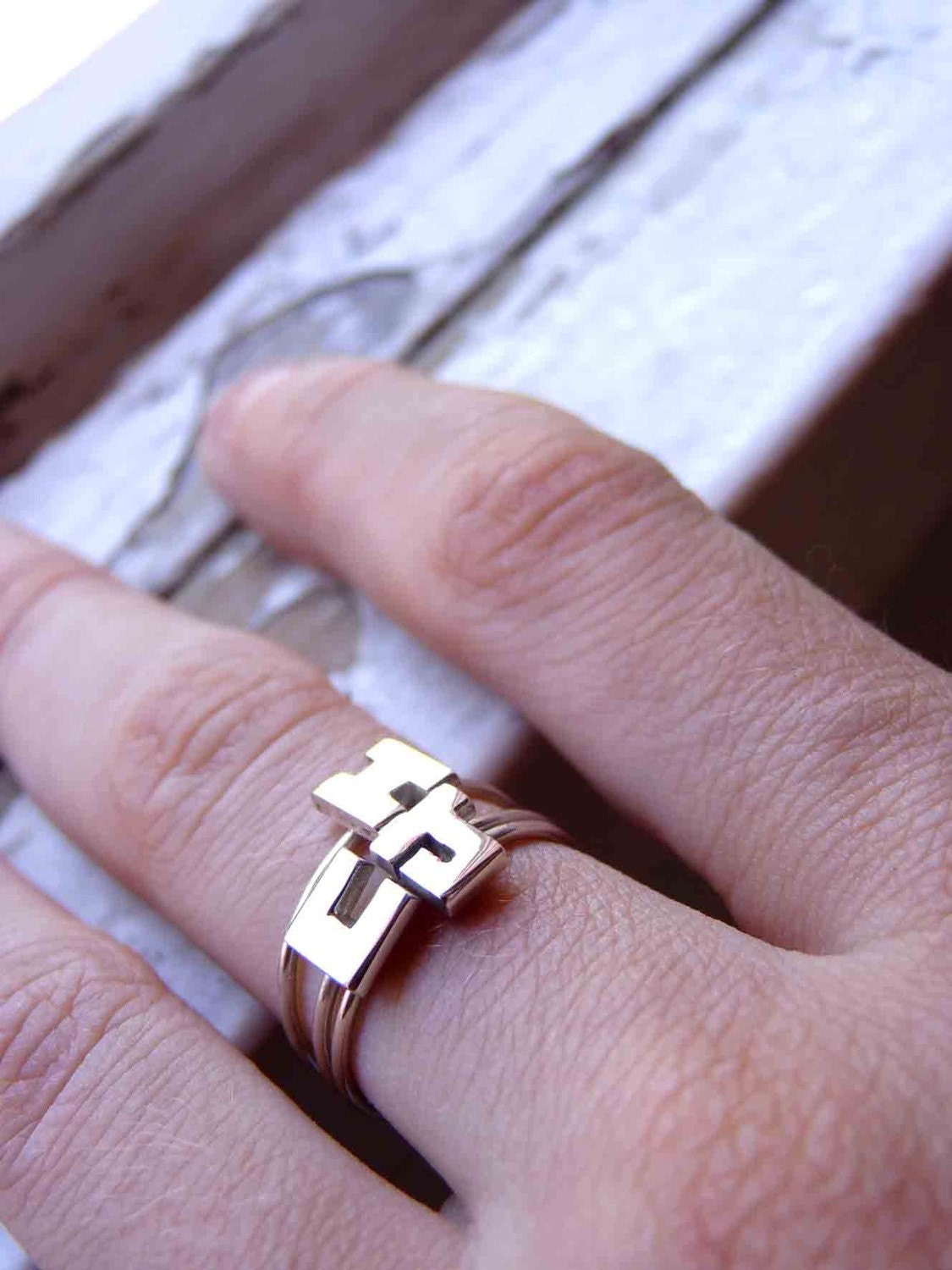 THREE Initials Rings - Sterling silver - Made to order - Custom Ring - Letter - Ring Lyrics - Personalized