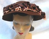 1940's Vintage Brown Hat with Ribbon Trim by Knox Hats 22