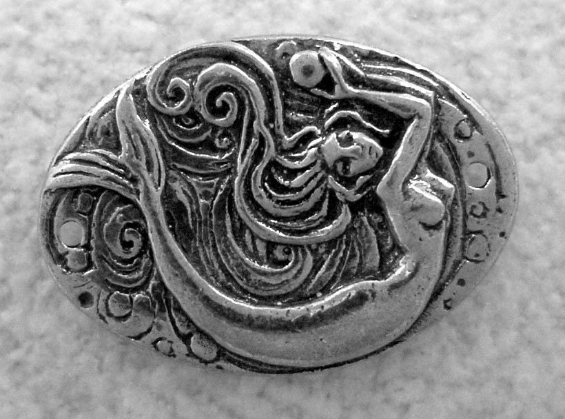Green Girl Studios Pewter Mermaid Pearl Coin Link
