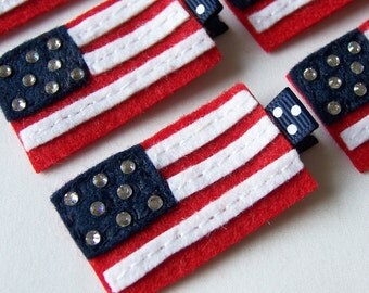 Felt American Flag Hair Clip - Red, White and Blue - Perfect for Memorial Day, Fourth of July, Labor Day or any day