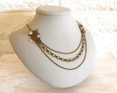 Neo Victorian necklace antique brass with crystals- Candle Light Pavillion Ball