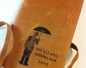 large leather journal sketchbook custom handprinted for you man/umb
