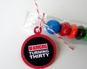 30th Birthday Party Favors, Candy Treat Bags - Warning Turning Thirty, Set of 12, Red, Black Il_170x135