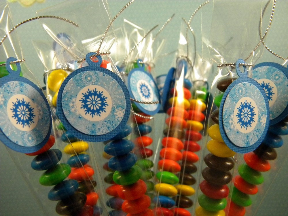 Blue Snowflakes - Candy Treat Bag Favors Set of 12, Winter Holiday Il_570xn