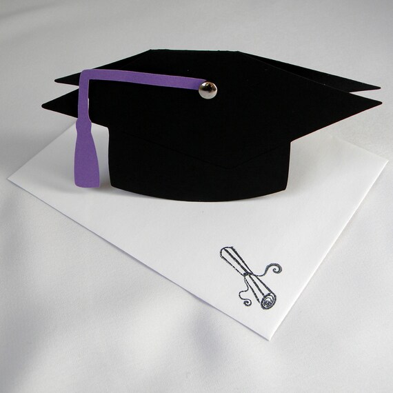 Graduation Card - Black Cap, Customize in your School Colors, Personalized Il_570xn