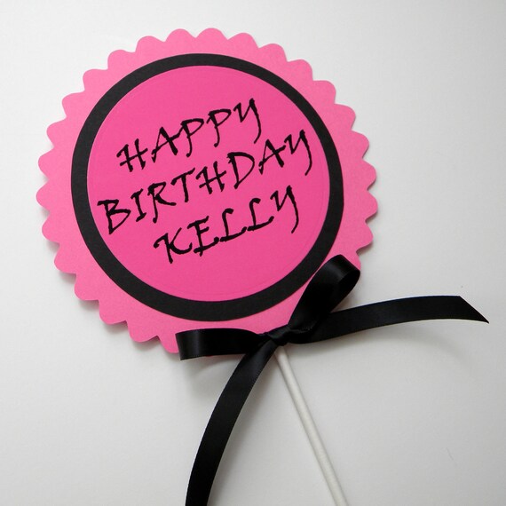 Custom Birthday Cake Topper - Cake Decoration Personalized with your message in your colors and font Il_570xn