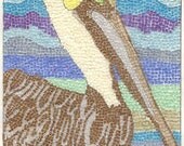 Original Florida Pelican Paper Micro Mosaic ACEO Bird by Theodora
