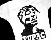 Hand Painted Tupac Baby Bodysuit or Kid's T-Shirt (pick your size) great baby shower gift - black and white