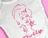 Hand Painted Dolly Parton in PINK Baby Bodysuit or Kid's T-Shirt (pick your size) great baby shower gift - baby girl- country music