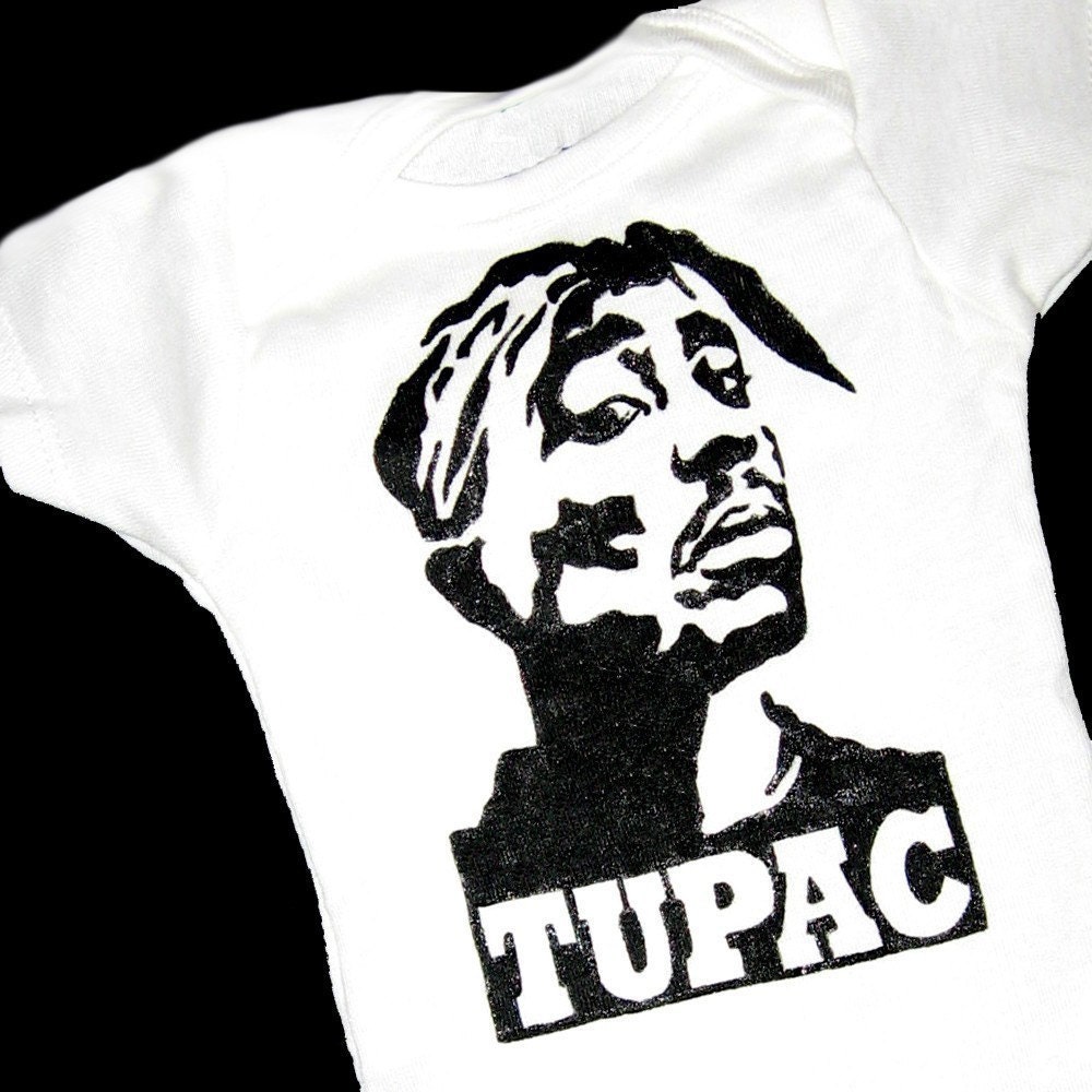 Hand Painted Tupac Baby Bodysuit or Kid's T-Shirt (pick your size) great baby shower gift - black and white