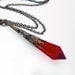 Ruby Red Prism in Bronze Filigree Pendant Necklace Jewelry