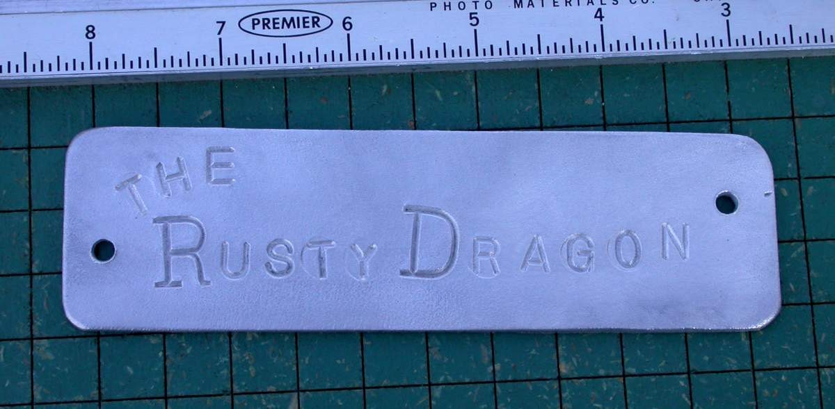 custom aluminum dashboard  nameplate, recycled, upcycled metal