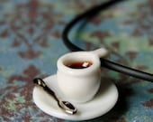 Miniature Coffee Cup Necklace - Tiny Little Spot of Coffee (or tea, if you prefer)