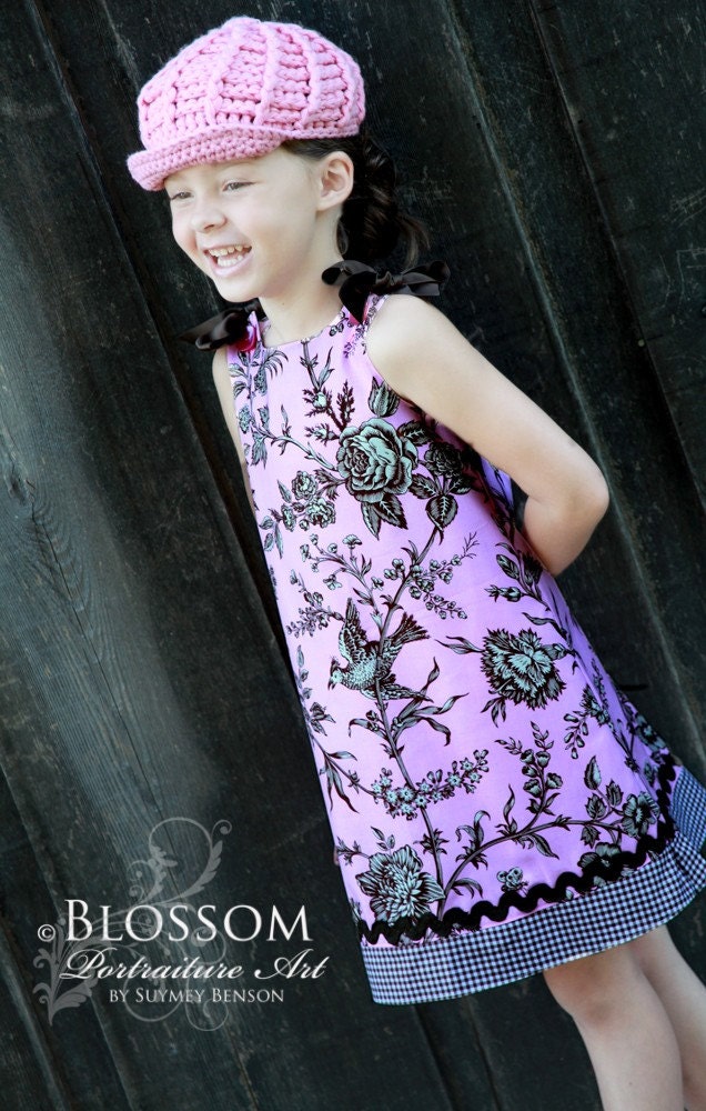 Pink and Brown Toile A-Line Dress