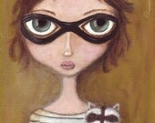 Bandits - giclee print, cute raccoon acrylic painting, children wall art
