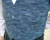 Sky Blue Stained Glass Multi Blues Fashion Vest - XL