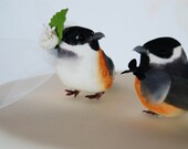 On Sale - Love Bird Wedding Cake Topper: Rustic Bride & Groom in Seaside Grey and Blue - Anniversary and Wedding Cake Topper