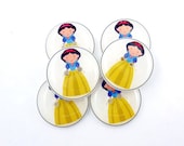 6 Snow White Buttons. Handmade Buttons.  Children's Fairy Tale or Story Buttons. Sewing, Knitting, Crochet Accessories.