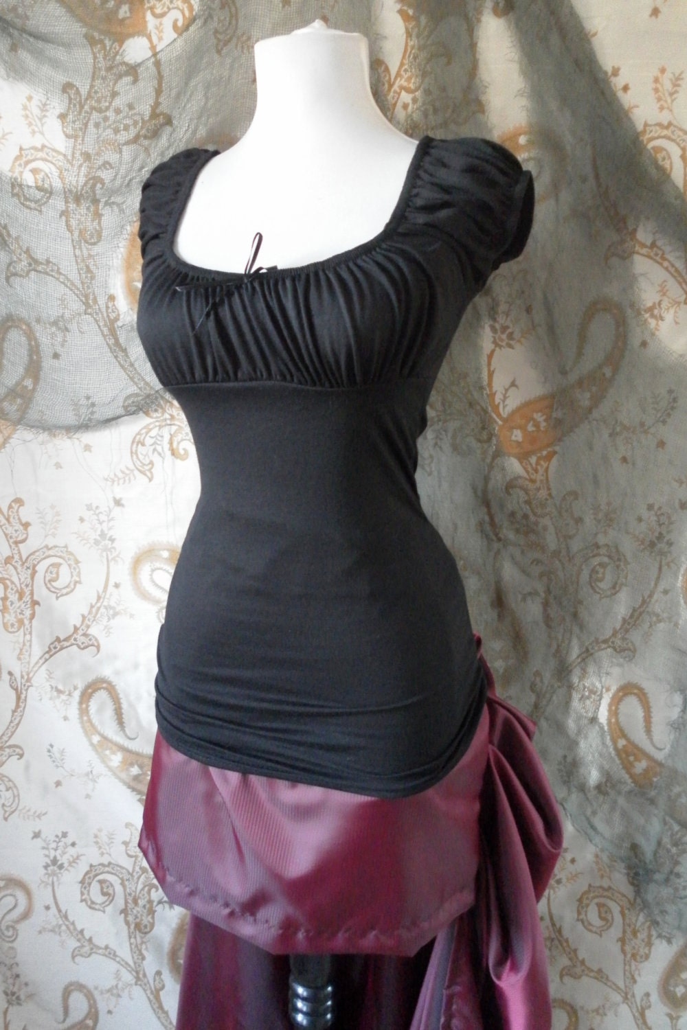 Black peasant blouse -sizes S/M and M/L