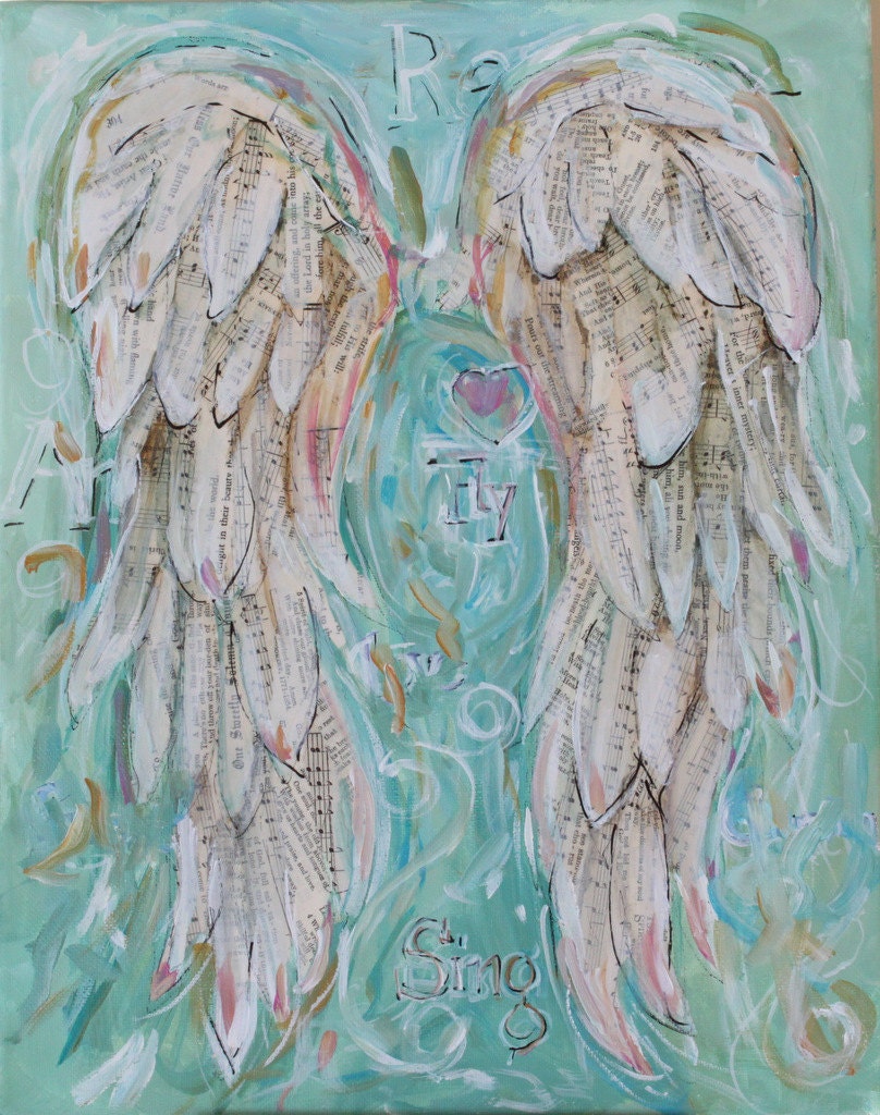 Angel Wings Painting   Custom order your own special set of wings.  11 x 14 inches