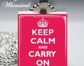 Keep Calm Jewelry, Keep Calm And Carry On Necklace, Vintage Wood Scrabble Tile Pendant