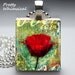 Flower Jewelry RED POPPY Necklace Scrabble Tile Pendant