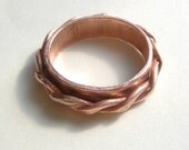 Forged Upcycled Hammered Copper Ring Unisex Wedding Band - Set Available