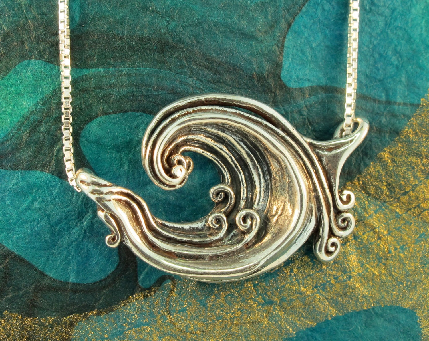 Silver Rip Curl Wave Pendant