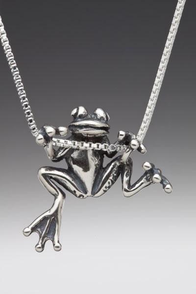 Silver Tree Frog Charm Pendant