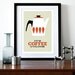 Cathrineholm poster print Mid Century modern home art for kitchen art tea coffee poster - It's Coffee O'clock A3 Red