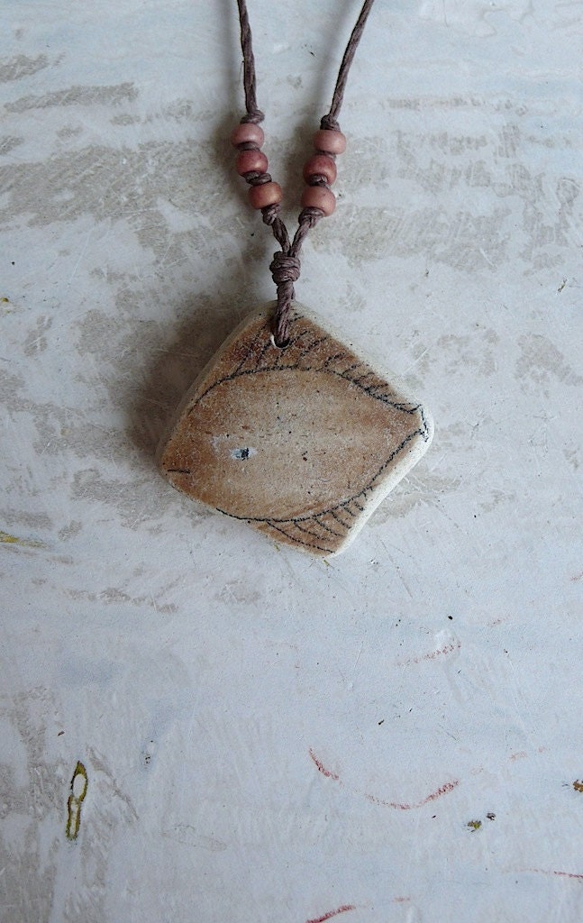 Beach Pottery Fish Necklace