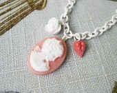 Cameo Necklace Blush Pink with White Chain