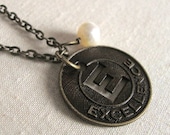 E is for Excellence - Graduation - Initial E Necklace in Antique Brass